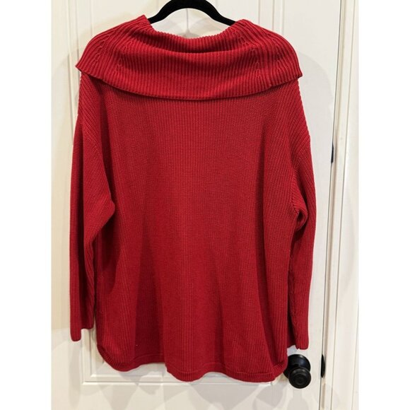 Talbots 2xl Red Cowl Neck Long Sleeve Sweater EUC Winter Holiday Cozy - Picture 2 of 5